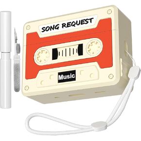 Cassette Tape Case Cover for AirPods Pro 2nd Generation,Look Back Past,Enjoy Future,Shock Resistant,Washable,Scratch Proof,with Cleaning Kit&Beautiful Lanyard (Classic White)