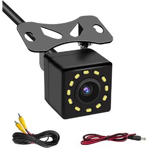 Backup Camera for Car, 12 LED Night Vision and 170° Wide Angle, Auto Rear View Reverse Camera, Waterproof Shockproof HD Parking Cameras, Universal for Cars, SUV, Van, Trucks, RV