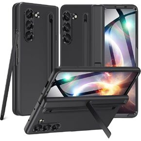 حافظة Fingic Galaxy Z Fold 6 [مع قلم S Pen Stylus وواقي شاشة مدمج وحامل قلم S] حافظة هاتف واقية لكامل الجسم بمسند غير مرئي، تم اختبارها من الدرجة العسكرية، 7.6 بوصة، أسود