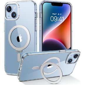 DUEDUE for iPhone 14 Magnetic Case, iPhone 13 Case with Invisible Stand [Compatible with Magsafe], Full Body Protective Cover Slim Shockproof Kickstand Phone Case for Apple iPhone 13/14 6.1", Clear