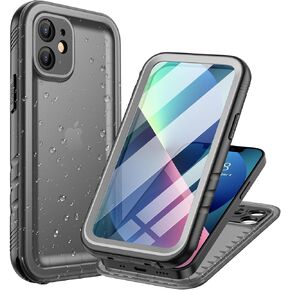 Cozycase Compatible with iPhone 12 Waterproof Case/iPhone 12 Pro Waterproof Case - Full Body Rugged Dustproof Shockproof Case with Built-in Screen Protective Case for iPhone 12/12 Pro 6.1''(Black)