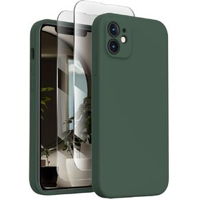 Designed for iPhone 11 Phone Case,[Square Edges][Camera Protection] Silicone Upgraded Case with [2X Screen Protectors],Soft Anti-Scratch Microfiber Lining, 6.1 inch,Alpine Green