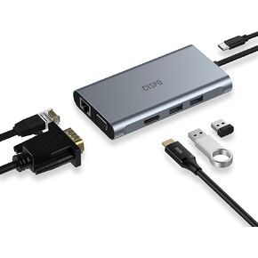 USB C Hub, USB C Laptop Docking Station Dual Monitor, 6 in 1 USB C Dock with HDMI 4K, VGA,2 USB Port 3.0, 100W PD Charger, Gigabit Ethernet, USB C Dongle Compatible with MacBook/Dell/HP/Lenovo Laptops