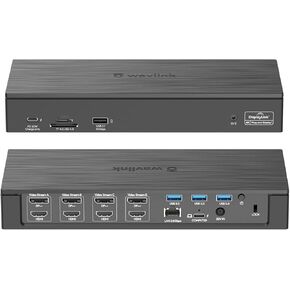 WAVLINK Displaylink Docking Station, 18-in-1 USB C Docking Station Compatible for MacBook, Dell, HP, Quadruple Display with 4 DP, 4 HDMI, 2.5G Ethernet, 100W PD, 3 USB3.0, 1 USB3.1, SD/TF, Audio/Mic