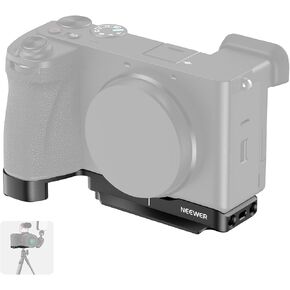 NEEWER A6700 Camera Baseplate, Bottom Mount Plate with Arca QR Base, 1/4" Threads, Cold Shoe, 3/8" ARRI Locating Holes, Strap Slot, Compatible with Sony Alpha 6700 DJI RS RSC 2 3 Pro Gimbal, CA049