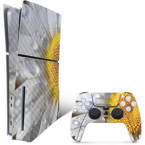 MightySkins Carbon Fiber Skin for PS5 Playstation 5 Slim Disc Edition Bundle - Daisy Protective, Durable Textured Carbon Fiber Finish Easy to Apply, Remove, and Change Styles Made in The USA