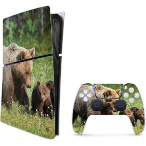 MightySkins Skin Compatible with Playstation 5 Slim Digital Edition Bundle - Grizzly | Protective, Durable, and Unique Vinyl Decal wrap Cover | Easy to Apply | Made in The USA