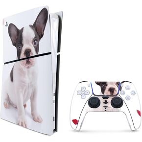 MightySkins Skin Compatible with Playstation 5 Slim Digital Edition Bundle - Furry Frenchie | Protective, Durable, and Unique Vinyl Decal wrap Cover | Easy to Apply | Made in The USA