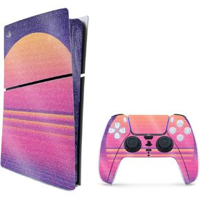 MightySkins Glossy Glitter Skin Compatible with Playstation 5 PS5 Slim Disk Edition Bundle - Tattered Flag | Protective, Durable High-Gloss Glitter Finish | Easy to Apply | Made in The USA