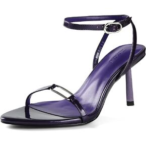 Strappy Sandals for Women 3 IN Stilettos Heeled Sandals with Buckle Pointed Open Toe Kitten Summer Heels, Metallic Heels Orange/Black/Violet