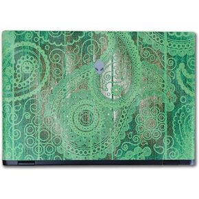 Glossy Glitter Laptop Skin Compatible with Alienware M16 R2 (2024) - Vintage Paisley - Premium 3M Vinyl Protective Wrap Decal Cover - Easy to Apply | Crafted in The USA by MightySkins