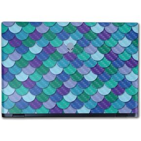 Carbon Fiber Laptop Skin Compatible with Alienware M16 R2 (2024) - Blue Scales - Premium 3M Vinyl Protective Wrap Decal Cover - Easy to Apply | Crafted in The USA by MightySkins