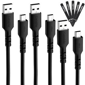 كابل USB صغير قصير بطول 2 قدم، كابل USB للكاميرا، سلك USB 2.0 من النوع A إلى سلك Mini B متوافق مع وحدة تحكم PS3 ومشغل MP3 وكاميرا رقمية وميكروفون يتي والمزيد مع ربطتي كابل - 2 قدم