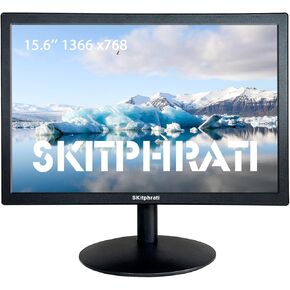 15.6 Inch PC Monitor, FHD 1366x768 Desktop Display with HDMI VGA Ports, VESA Mounting, LED Monitor for PC, Laptop and Computer, Black