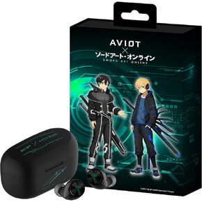 AVIOT Sword Art Online Anime Wireless Earbuds TE-D01v-SOB(Hero Model),Officially Licensed(Exclusive EditionSepcial Package,Desgin,Japanese Sepcial Voice,Noise Cancelling Earbuds, Bass Earbuds
