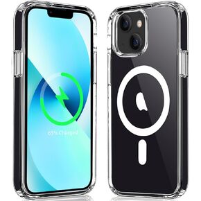 Magnetic Case Compatible with iPhone 13 Case, Compatible with MagSafe Wireless Charging, Transparent Anti-Scratch Back Shockproof Protective Slim Thin Phone Case Cover, Clear
