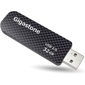 Gigastone V30 32GB USB 2.0 Flash Drive, Retractable Sliding Design Pen Drive, Carbon Fiber Style Thumb Drive, Reliable Performance & Durable
