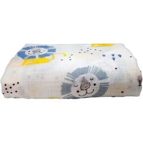 Baby Swaddle Blanket Unisex Swaddle Wrap Soft Muslin Swaddle Blankets Neutral Receiving Blanket for Boys and Girls, Large 47 x 47 inches(Lion)