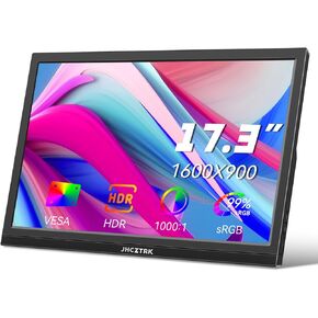 17.3Inch Portable Monitor HDMI Type-C Laptop Gaming Monitor, 1600X900 with Built-in Speakers and Tripod External Slim Travel Monitor Mac Smartphone PS4/PS5/ Gaming Monitor Second Monitor