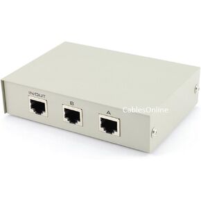 CablesOnline Compact 2-Way RJ45 Ethernet Network Push Button Metal Mini Switch Box (SB-034P)