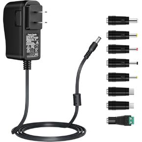 Security-01 5V 1A DC Power Supply Adapter,AC 100V-240V to DC 5 Volt 1Amp Power Cord for CCTV Camera,Baby Monitor,Router,Type-C,USB with 8 Tips,UL Listed