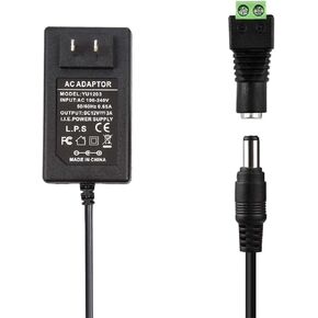 12V 3A Power Adapter, COOLM AC 100V-240V to DC 12 Volt 3amp 3000mA Power Supply 5.5mm x 2.5mm 36W Switching Charger with Female Connector for LCD Monitor, Wireless Router, CCTV Cameras