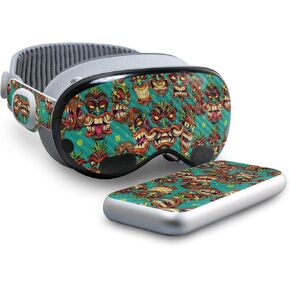 Carbon Fiber VR Skin Compatible with Apple Vision Pro - Crazy Tikis - Premium 3M Vinyl Protective Wrap Decal Cover - Easy to Apply | Crafted in The USA by MightySkins