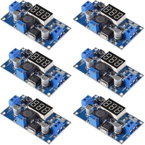 6pcs LM2596 Adjustable Voltage Regulator 4.0-40V to 1.25-37V DC 36V to 24V to 12V to 5V Variable Volt Power Supply Car Motor Buck Step Down Converter with Red Voltmeter Display