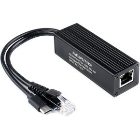 Waveshare Industrial Gigabit PoE Splitter Metal Case Protection 5V 2.5A Type-C Power Output