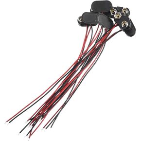 10 Pack T Type 9 V Battery Clip Connector Long Cable Connection Hard Shell Black Red Connector (T Type)