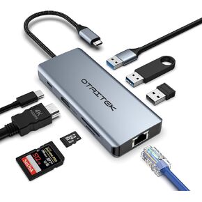 8 in 1 USB C Hub, USB C Docking Station, 4K-HDMI, 2xUSB 3.0, USB 2.0, SD/TF Reader, Gigabit Ethernet, 100W PD, use in Mac Air/Pro and More Type-C Devices