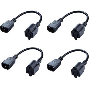 C14 to NEMA5-15R Power Plug,IEC 320 C14 Male to NEMA5-15R Power Cord, IEC 320 C14 to 5-15R Adapter Converter, 0.3M/1Feet