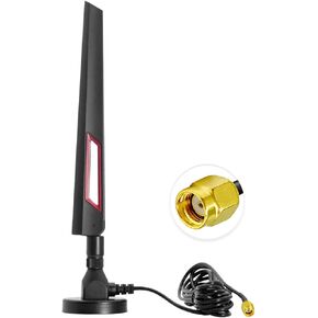 4G Antenna RP SMA Male Connector Omni-directional 4G Full-Band External Router Folding Glue Stick Antenna 12 dBi High Gain with Magnetic Base 3M RG174 Cable