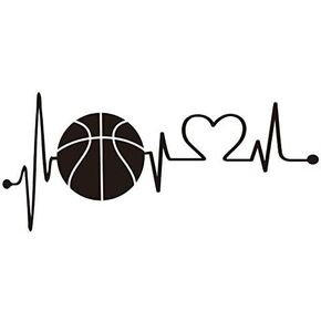 Heartbeat Basketball Wall Sticker Art Boys Room Sports Wall Decor Play Basketballs Electrocardiogram Vinyl Wall Decal AM186 (BLACK5, 42X95CM)
