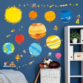 DECOWALL DS-8017 Planets and Space Kids Wall Stickers Wall Decals Peel and Stick Removable Wall Stickers for Kids Nursery Bedroom Living Room (Small) d?cor