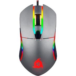 ماوس ألعاب KLIM Aim - ماوس كمبيوتر سلكي مريح USB، ماوس Chroma RGB [7000 نقطة لكل بوصة] [أزرار قابلة للبرمجة] يمكن استخدامه بكلتا اليدين، مريح للكمبيوتر المكتبي والكمبيوتر المحمول، بصري عالي الدقة، رمادي in Kuwait