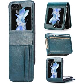 حافظة محفظة Ysnzaq لهاتف Samsung Galaxy Z Flip 6، جلد PU فاخر، حامل فتحة للبطاقات، حافظة هاتف لهاتف Samsung Galaxy Z Flip6 SDQB أسود