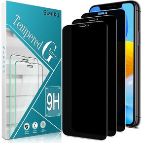 Slanku [3 Pack] Privacy Screen Protector for iPhone 11 Pro Max, XS Max Tempered Glass Film, Anti-Spy, Full Coverage, Case Friendly