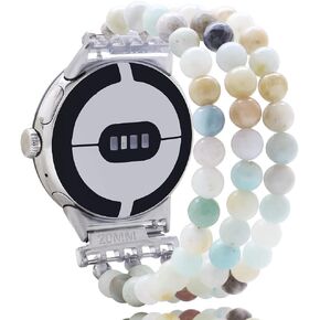 C&L Accessories Compatible with Google Pixel Watch/Pixel Watch 2 Band for Women Men, Beaded Gemstone Adjustable Handmade Bracelet