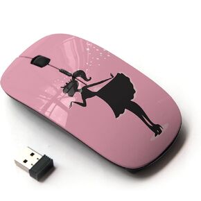 [ Optical 2.4G Wireless Mouse [ Girl Pink Dress Black Minimalist Sparkle ]