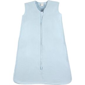 Touched by Nature Unisex Baby Organic Cotton Sleeveless Wearable Solid Color Sleeping Bag, Sack, Blanket, Solid Lt. Blue, 12-18 Months