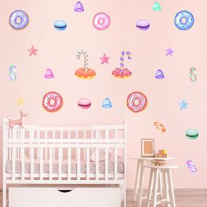 Removable Ice Cream Wall Stickers Colorful Peel and Stick Wall Decals - Ice Cream Decals for Nursery Girls Bedroom Decor