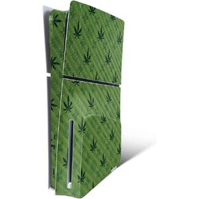 MightySkins Carbon Fiber Skin for PS5 Playstation 5 Slim Disc Edition Console Only - CBD Green Protective, Durable Textured Carbon Fiber Finish Easy to Apply Made in The USA