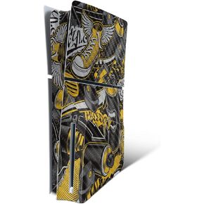 MightySkins Skin for PS5 Playstation 5 Slim Disc Edition Console Only - Yellow Hip Hop Protective, Durable, and Unique Vinyl Decal wrap Cover Easy to Apply Made in The USA
