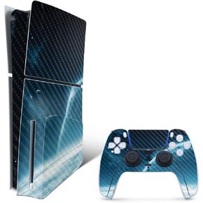 MightySkins Carbon Fiber Skin for PS5 Playstation 5 Slim Disc Edition Bundle - Outer Space Protective, Durable Textured Carbon Fiber Finish Easy to Apply Made in The USA