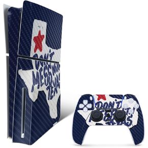 MightySkins Carbon Fiber Skin for PS5 Playstation 5 Slim Disc Edition Bundle - Dont Mess with Texas Protective, Durable Textured Carbon Fiber Finish Easy to Apply Made in The USA