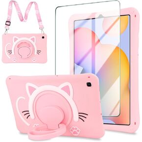 WESADN for Samsung Galaxy Tab S6 Lite Case (SM-P610/P613/P615/P619) 10.4 inch with Screen Protector/ 360° Rotating Kickstand Cute Tablet Cover for Girls Kids for Galaxy Tab S6 Lite 2022 2020 Pink