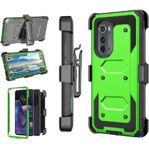 حافظة Njjex لهاتف Motorola Moto Edge 2022، حافظة Moto Edge 5G UW 2022 مقاس 6.6 بوصة، [Nbeck] واقي شاشة مدمج عالي التحمل مع مشبك حزام دوار وغطاء صلب [أسود]