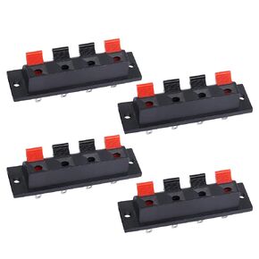PNGKNYOCN 4 Way Stereo Speaker Terminal 4 Position Speaker Terminal Strip Block Spring Push Release Connector (4-Pack)
