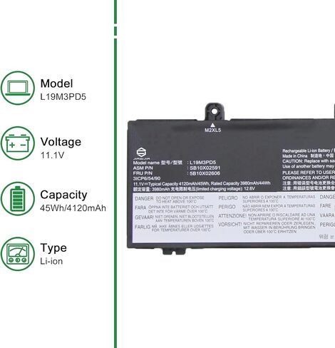L19M3PD5 SB10X02591 5B10X02606 بطارية كمبيوتر محمول بديلة لينوفو ثينك باد E14 E15 Gen 2 3 4 Series L19L3PD5 L19C3PD5 11.1V 45Wh in Saudi Arabia